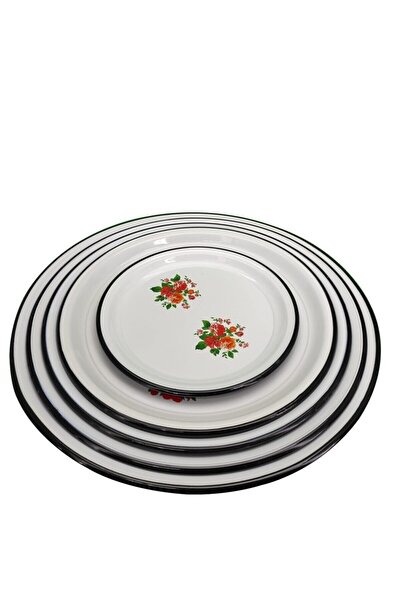 Avşar Emaye Nostaljik Sini Seti 5 Parça 40-55-60-65-70 Cm