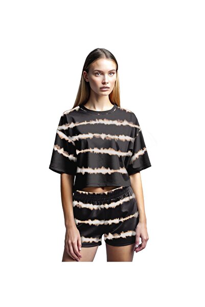Klotho MAIA Women's Tie Dye Printed Oversize Short Sleeve Bottom Top Set