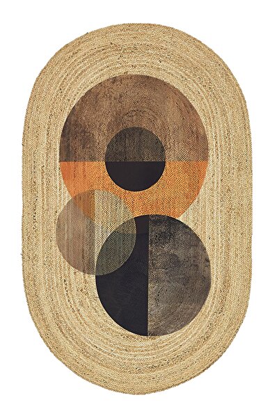 kilim home Boho 986 Oval Siyah Etnik Desenli Jüt Rengi Örgü Yuvarlak Natural ...