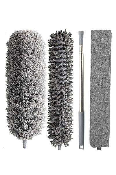 Soillium فرشاة غبار ثلاثية مضادة للكهرباء الساكنة من الألياف الدقيقة، مقبض رأس ناعم قابل للتمديد، مزيل غبار مزود بشرابة