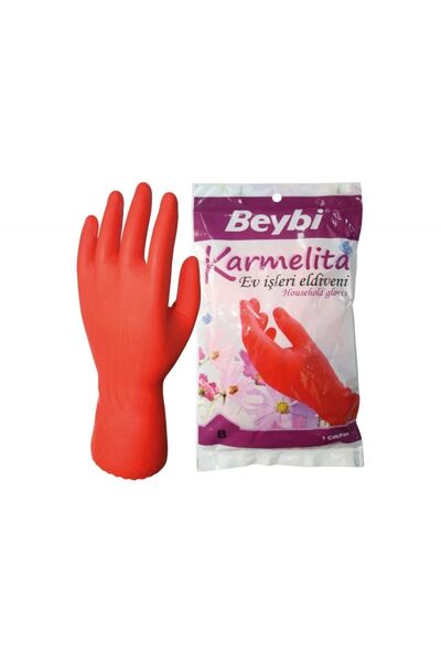 Beybi Karmelita 8 Numara 25Li Paket Bulaşık Eldiveni Gıdaya Uygundur Kaymayı ...