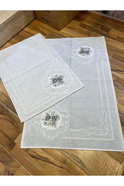 Nurpak Σετ μπάνιου Verda 2 τεμαχίων 3d κεντημένο 50x70 και 60x95 γκρι