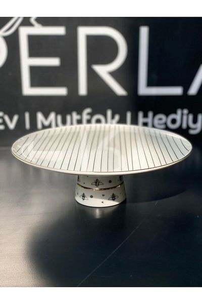 PERLAEVKAHVE Ruby Vidi Strip Footed Plate 27 cm