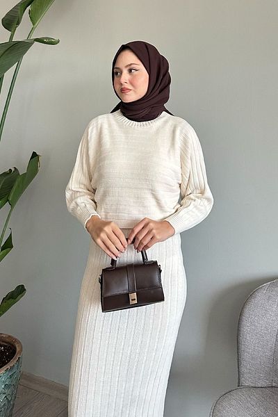 InStyle طقم سترة وفستان قصير منسوج من إكرو