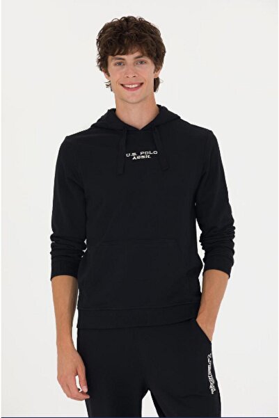 U.S. Polo Assn. يو اس بولو اسن. سويت شيرت أسود بغطاء للرأس للرجال