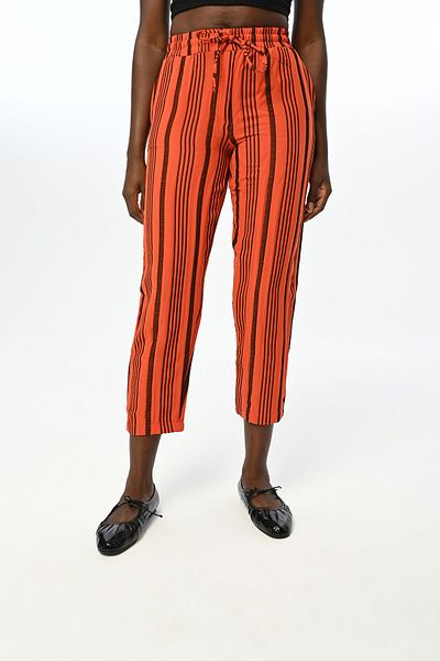 Orfeo Negro Stripe Patterned Comfortable Fit Elastic Waist Fabric Trousers