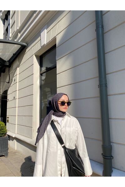 ARMANDA COTTON MONOGRAM A DESEN ŞAL - FÜME