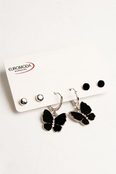 EUROMODA Colorful Butterfly Design Set of 3 Earrings
