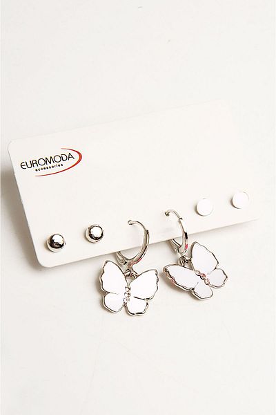 EUROMODA Colorful Butterfly Design Set of 3 Earrings