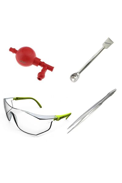 TıpKimSan Kaşıklı Spatül Penset Lab Gözlüğü Üç Yollu Puar Öğrenci Seti
