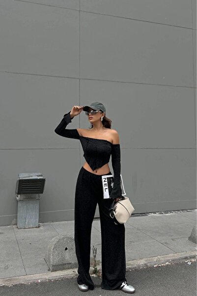 Eka Set pantaloni crop antracit pentru femei 1006-5153