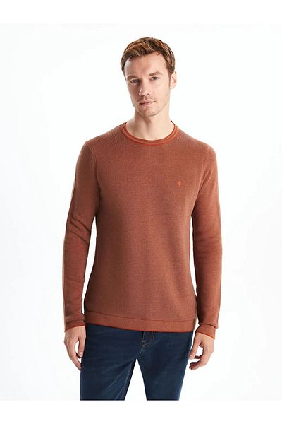 LC Waikiki Cinnamon Crew Neck Long Sleeve Men's Knitwear Sweater