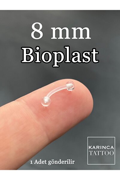 Karınca Piercing 8mm Şeffaf Bioplast Kulak Tragus Helix Snug Daith Nipple Septum Kaş Piercing (KARINCA TATTOO)