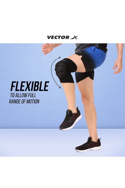 Vector X Moulded Elastic Slip-in Knee Support (Black, Size - Small) | Material - Elasticized Fabric
