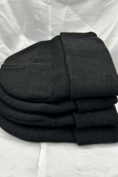 KISCHE 4 Pieces Unisex Men's Women's Stretchy Comfortable Winter Windproof Black Beanie