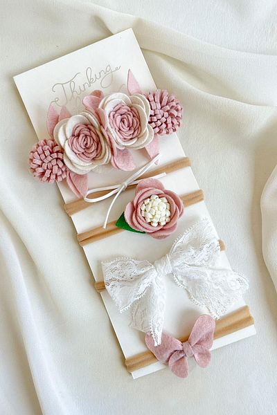 Le Mabelle Powder Felt Set of 5 Hair Bands