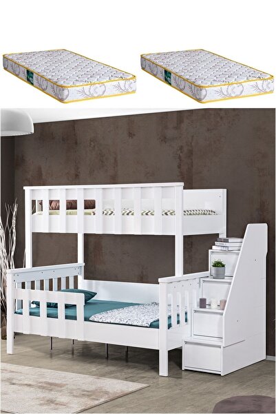Setay Mdf Profil Ranza, Deluxe Ayrılabilir Ranza - Beyaz + 2 Adet Comfort Yatak