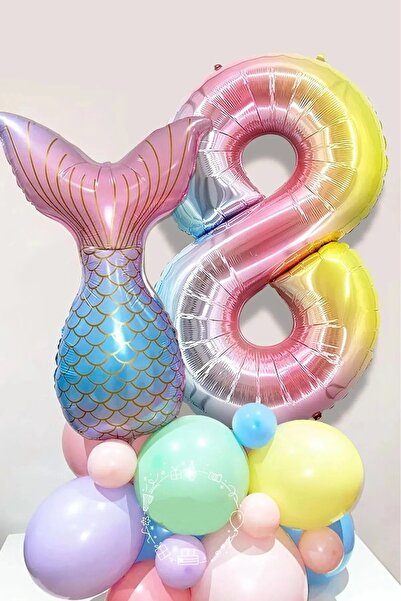 DÜVENCİ TİCARET Set de bun venit cu coadă de număr cu balon sirenă - ornament...