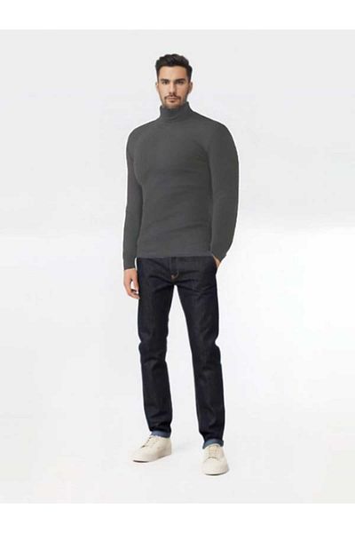 FAVORİM Unisex Ribbed Anthracite High Top Sweater