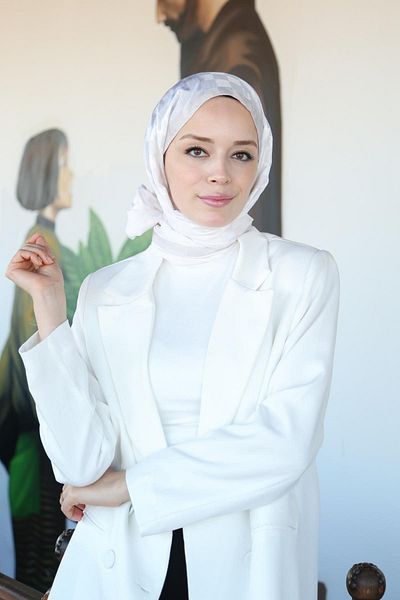 Hint İpek Checkerboard Patterned Monogram Shawl Monov03-34