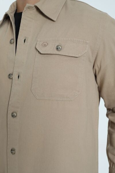 Cordial Ανδρικό μπουφάν 100% μπεζ βαμβακερό με διπλή τσέπη