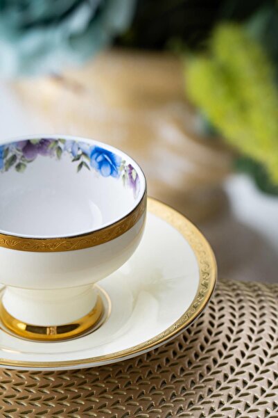 ACAR Daabria 6 Kişilik Kırık Beyaz Kahve Fincanı Takımı - 90 ml