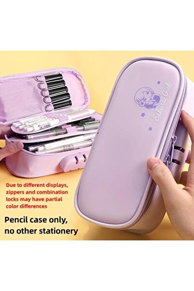 SYNOPE Büyük Geniş Kapasiteli Kilitlenebilir Şifreli Kilitli Kalemlik Kalem K...