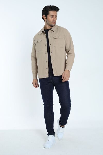 Cordial Ανδρικό μπουφάν 100% μπεζ βαμβακερό με διπλή τσέπη