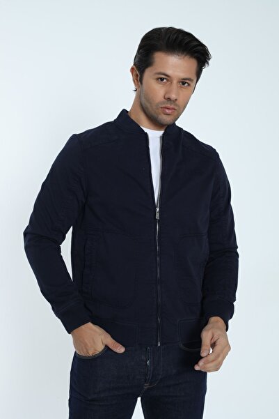 Cordial Чоловіча пілотська куртка 100% бавовна, темно-синього кольору, на блискавці