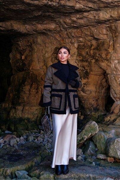 Mekafashion Bella İçi Yünlü Nubuk Kaban 2545 HAKİ