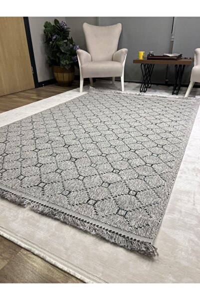 Sanat Halı Gri Geometrik Desenli Iskandinav Halı - Soft Ve Modern Salon Halıs...