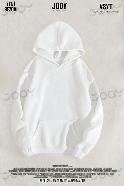 Jooy Company White Plain Unprinted Thick Ribbed 3 Thread Hooded Sweatshirt