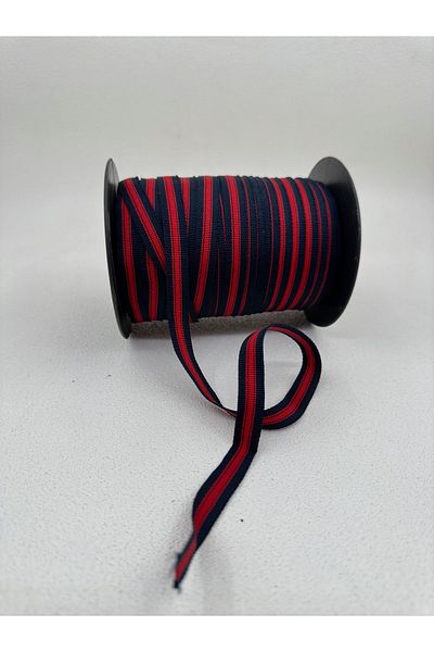 paşateks since 1995 şekil 5 Meters Colorful Striped Ribbon - 1.2 cm Navy/Red