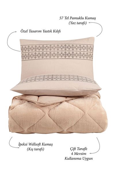 Otelonia Wellsoft Comforter Μονό Σετ ύπνου - Σετ 4 τεμαχίων με διπλή όψη ελαστικό, σεντόνι και 2 μαξιλαροθήκες