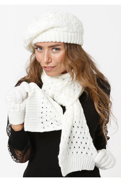 Wearflawless Set de 3 piese Winter Painter pentru femei, eșarfă, bonetă și mănuși