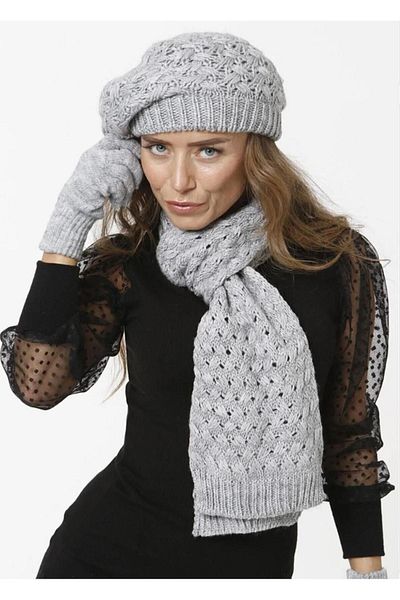 Wearflawless Set de 3 piese Winter Painter pentru femei, eșarfă, bonetă și mănuși