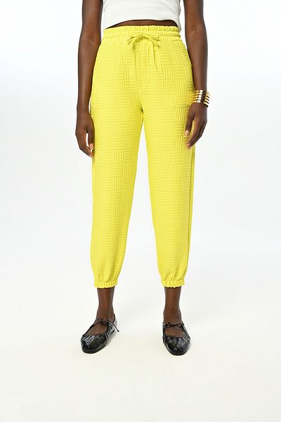 Orfeo Negro ELASTIC WAIST PATTERN EMBOSSED FABRIC TROUSERS