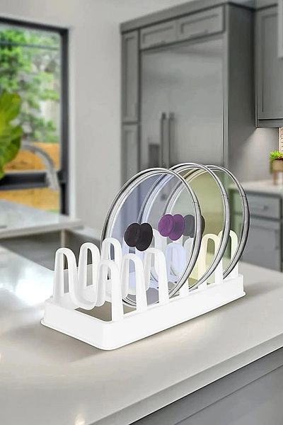 CocoVia 6 Compartment Plastic Plate Pot Lid Organizer |   6-Compartment Multi-Purpose Drying Rack