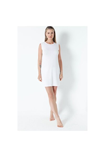 Newteam Γυναικείο κοντό εσωτερικό φόρεμα Bamboo - με λεπτομέρεια με λαιμόκοψη και μανίκια