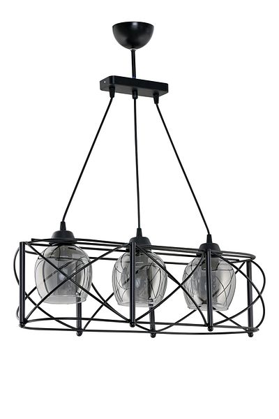 DEDE Smoke Colored Metal Chandelier - Triple, Curva Siren and Glass
