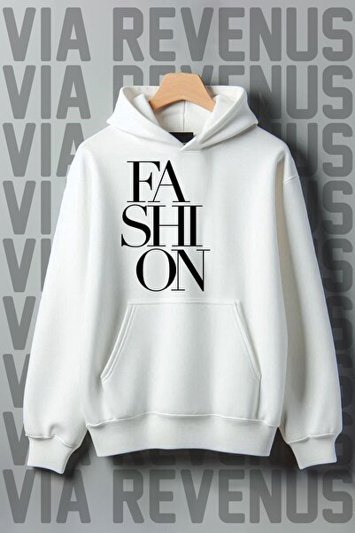 Vordevia Широкий крій - 3 нитки Шардон з модним принтом Світшот з капюшоном