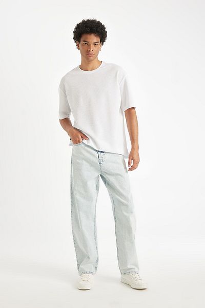 DeFacto Baggy Fit Wide Fit Regular Waist Wide Leg Jean Trousers D1819Ax24Au