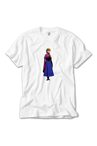 Butik Tricou alb cu silueta Anna din Frozen