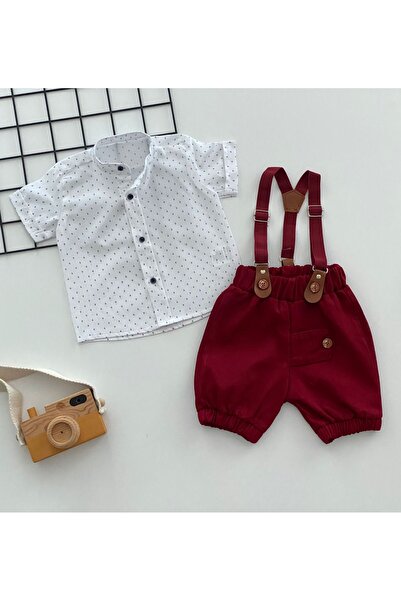 DERİNBEBE Neşeli Bebeklerimize Çapa Desen Hakim Yaka Pantolon Askılı Kısa Kol...