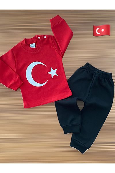 nikuby Turkish Flag Patterned Combed Cotton Set
