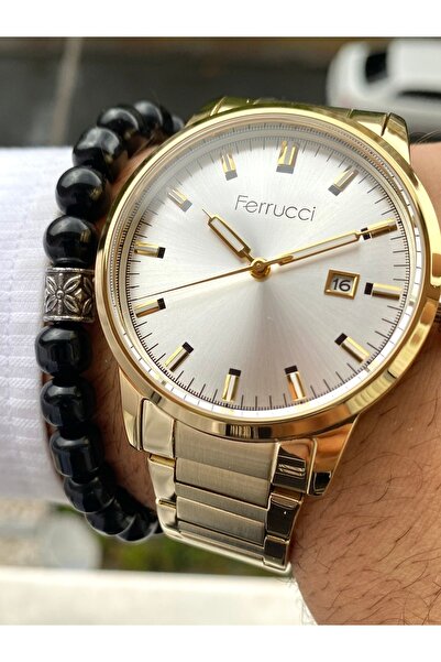 Ferrucci Erkek Kol Saati, Çelik Kordon, 3 Atm Su Geçirmezlik Bileklik Hediyeli