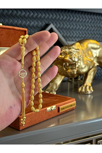 Tesbih-i Hazır Tesbihçilik Ağalara Kişiye Özel İsimli Tesbih 22 Gr. 22 Ayar Altın Kaplama Tesbih