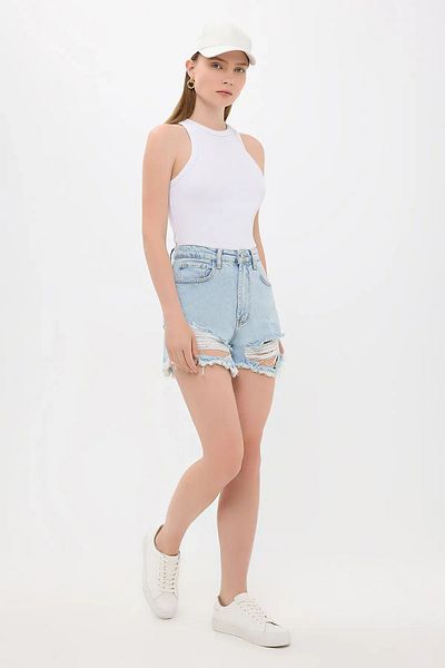 Hiccup Mini pantaloni scurți din denim cu talie înaltă