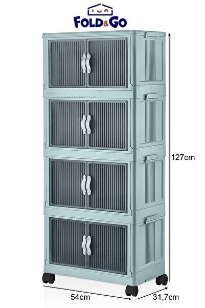Dükkanönü Çok Amaçlı Katlanır Portatif Taşınabilir Tekerlekli 4 Katlı Banyo Mutfak Balkon Sebzelik Dolabı
