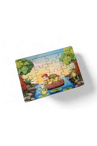 Fizello 16 Piece Turtle and Frog Wooden Children's Puzzle Jigsaw - Educational Learning Toy